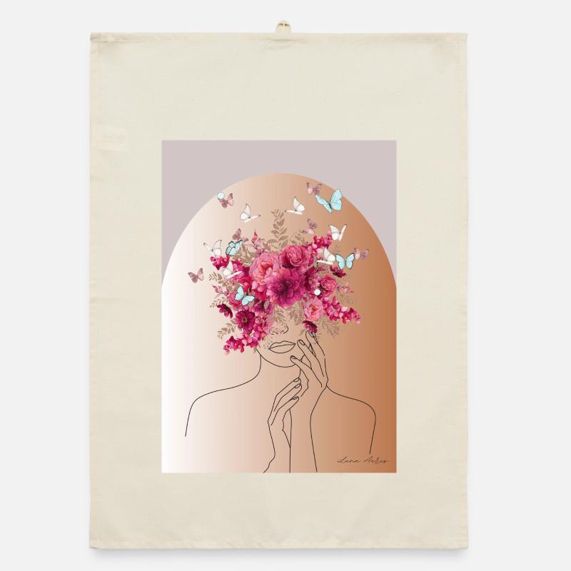 Tête de fleur avec couronne de papillon Torchon bio