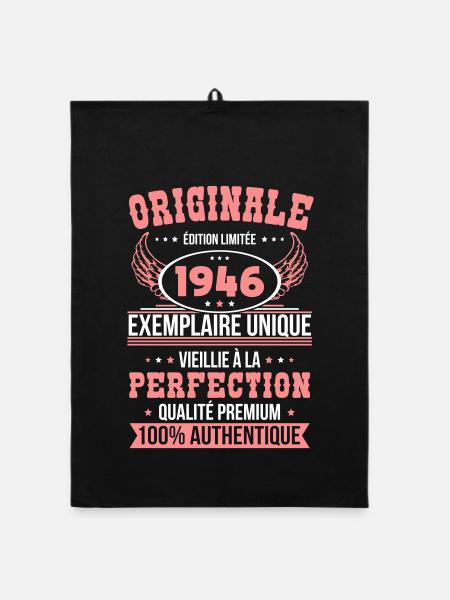 1946 – Unique example – Premium quality - Organic dish towel - black - Front