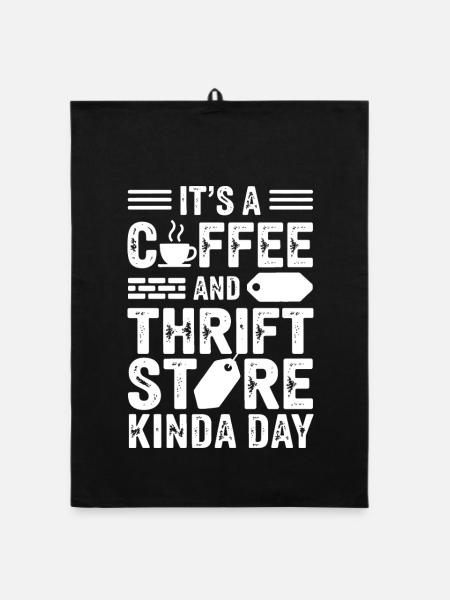 Tag des Kaffee-Secondhand-Ladens - Organic Geschirrtuch - Schwarz - Vorne