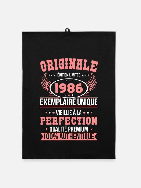1986 – Unique example – Premium quality - Organic dish towel - black - Front