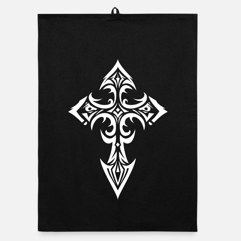 Ornate Tribal Cross Organic dish towel