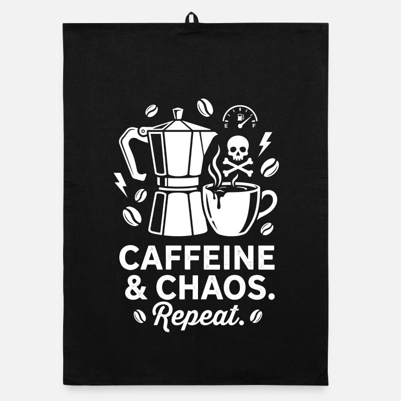 Kaffeechaos: Mokka, Schädel & Repeat Organic Geschirrtuch