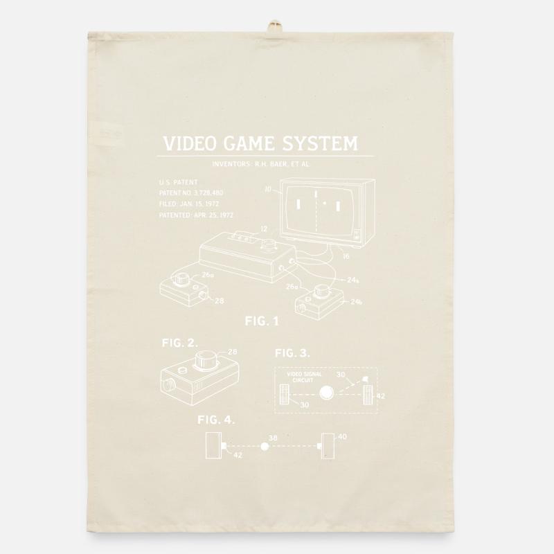 Retro Console Blueprint Organic dish towel