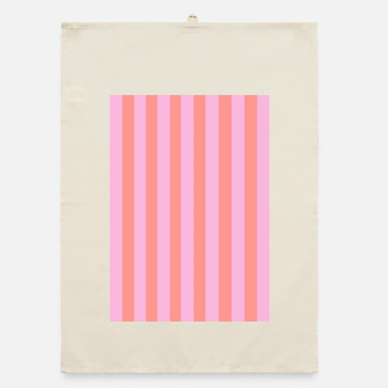 Stripes - Pink Red Customizable Organic dish towel