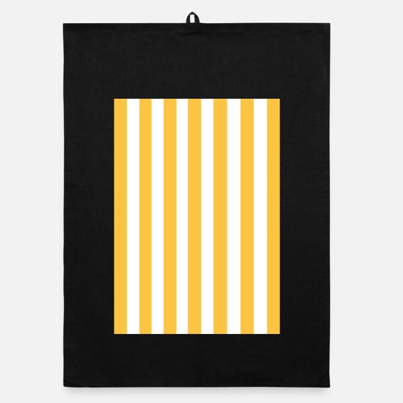 Rayures - jaune, blanc personnalisable Torchon bio