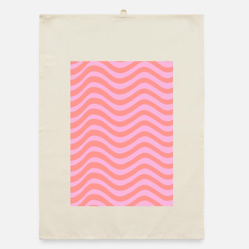 Stripe Wave Pattern - Pink Customizable Organic dish towel