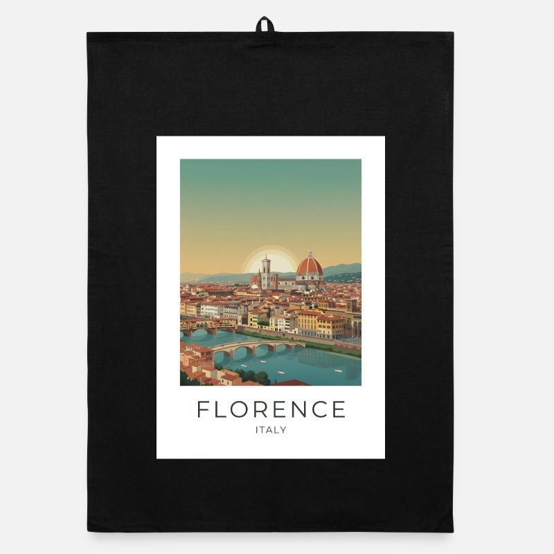 Crépuscule au-dessus de la cathédrale de Florence - Torchon bio - noir