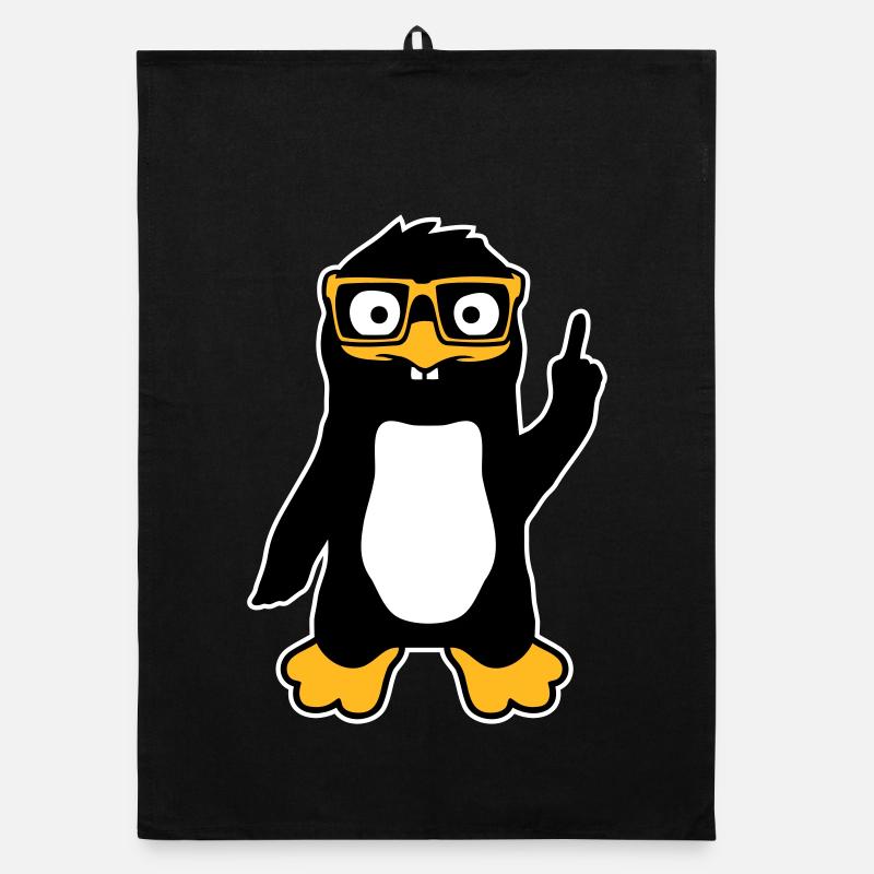 Penguin Nerd Glasses Index Finger Smug Lus Organic dish towel