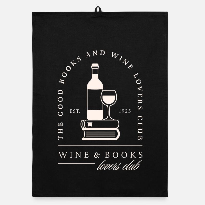 Wine and books lovers club funny reader gift Organic dish towel