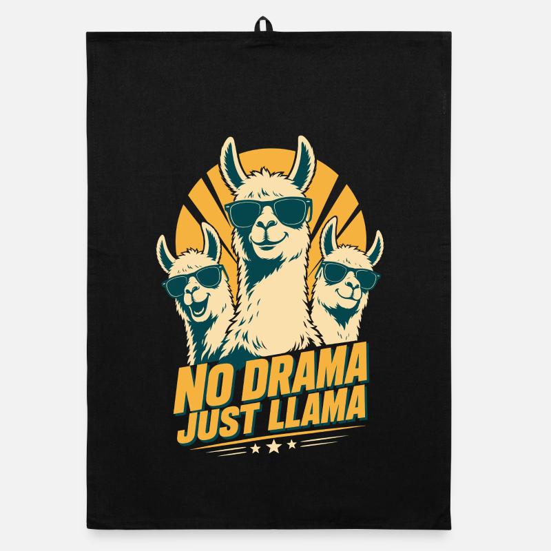 No Problema Llama Horror Rétro Design Torchon bio