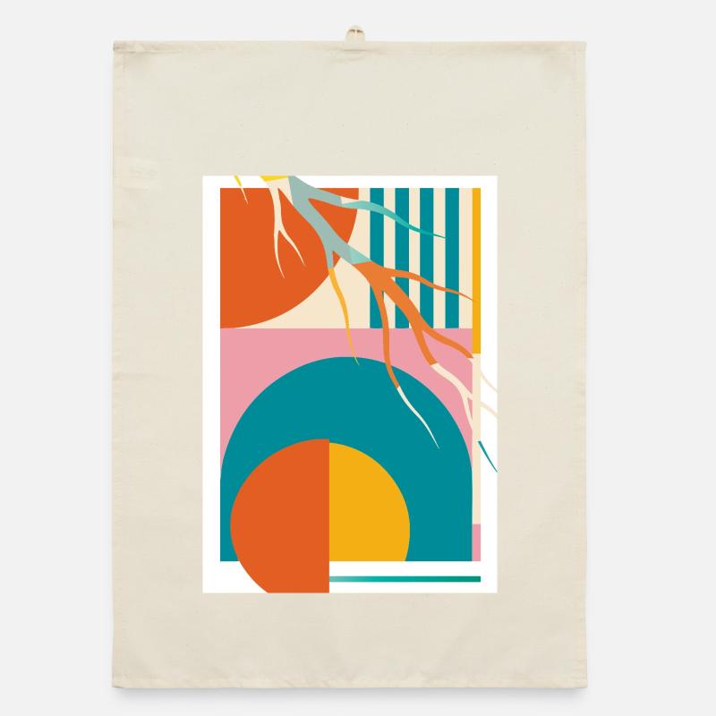 Abstract Geometry with Organic Lines Retro Organic dish towel