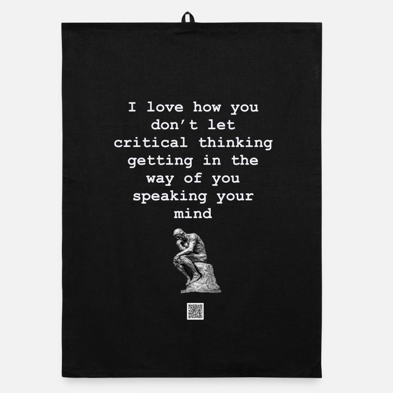Critical Thinking Free Thoughts - Organic dish towel - black