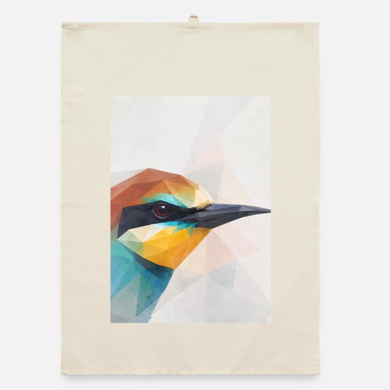 Geometric Bee-Eater Bird Polygon Art Organic dish towel