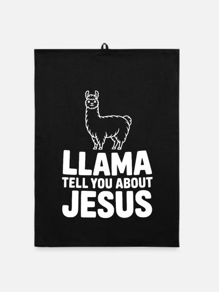 Llama te parle de Jésus - Torchon bio - noir - Devant