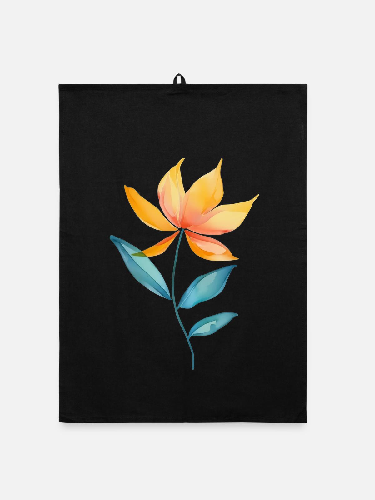 Wildblume Floral Blumen - Organic Geschirrtuch - Schwarz - Vorne