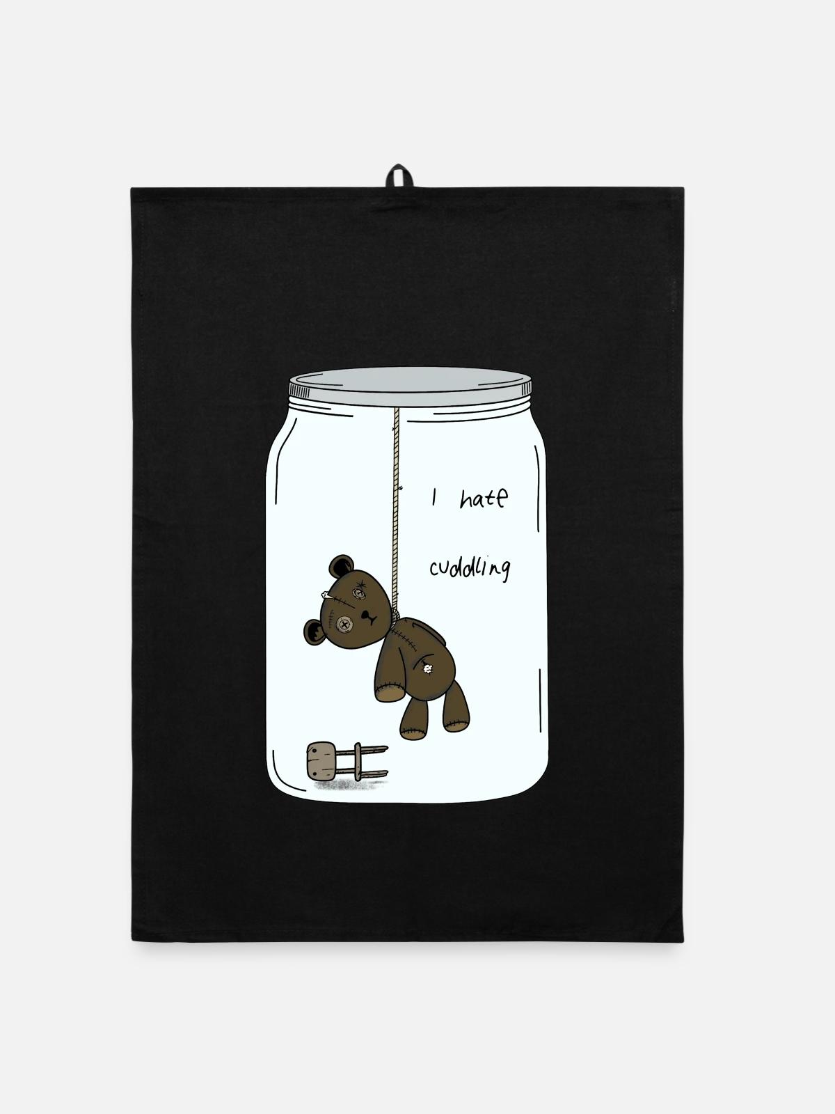 I hate cuddlIng - Organic Geschirrtuch - Schwarz - Vorne