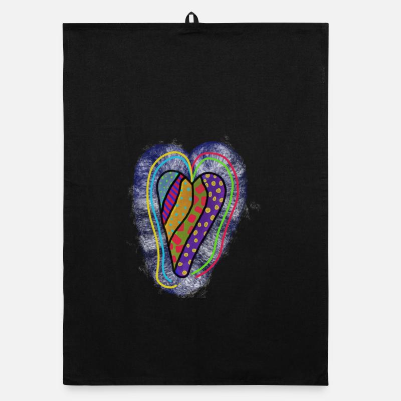 Colorful heart with geometric patterns Organic dish towel