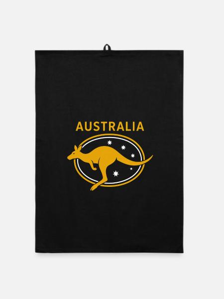 Australia - Australien - Down Under - Koala - Organic Geschirrtuch - Schwarz - Vorne