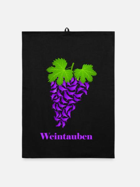 rote Weintauben, Weintrauben, Tauben, Taube - Organic Geschirrtuch - Schwarz - Vorne