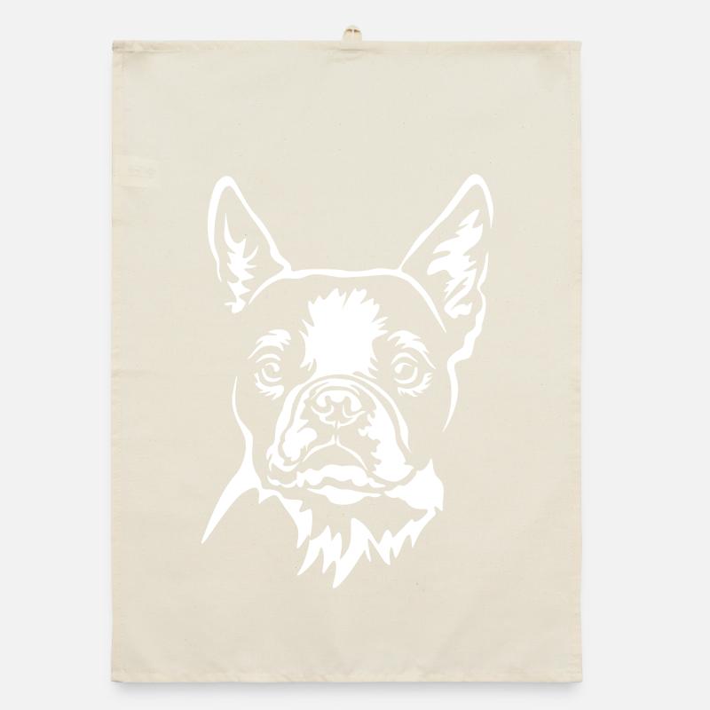 Boston Terrier Head "Black Edition" Organic dish towel