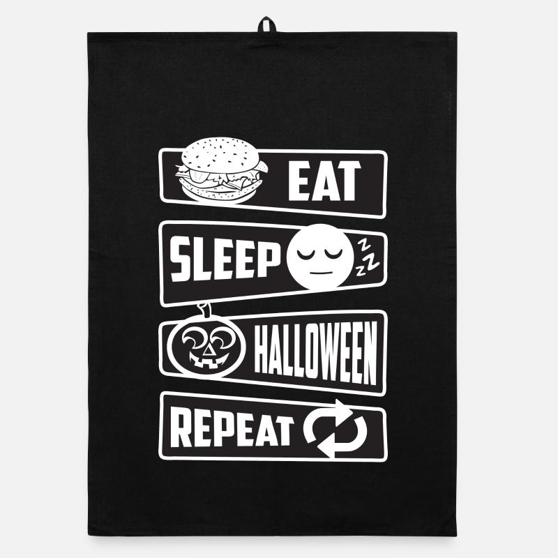 Manger, dormir, Halloween, répéter Torchon bio