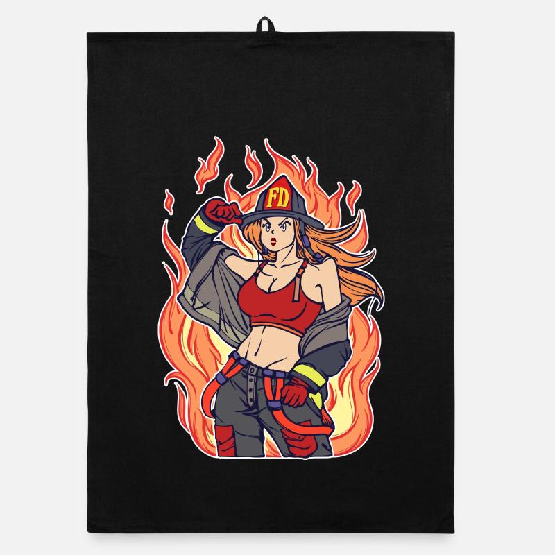 Volunteer fire brigade fire burning lifesavers Organic dish towel