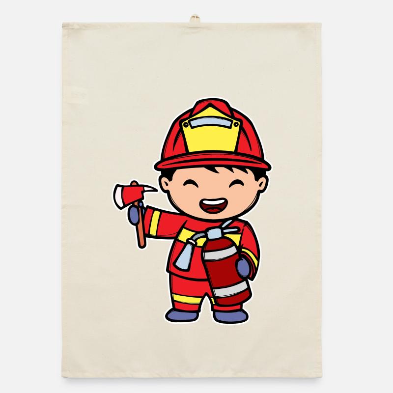 Volunteer fire brigade fire extinguisher firefighter helmet Organic dish towel