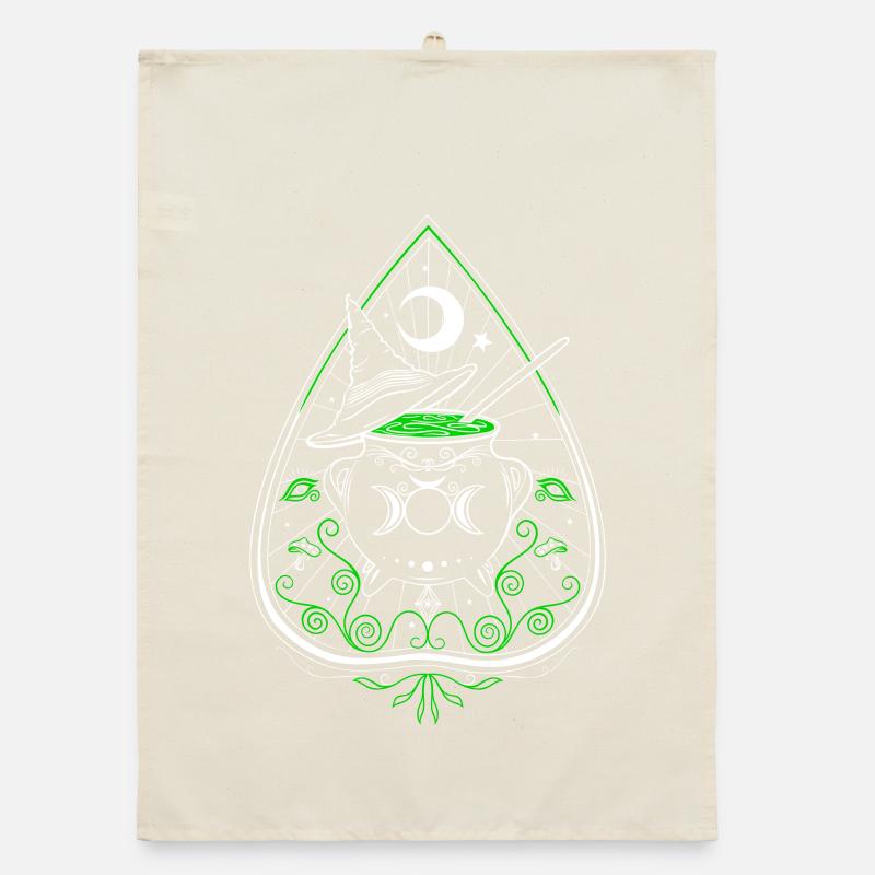 Green Witch Planchette Hexenkessel Hexenhut Organic Geschirrtuch