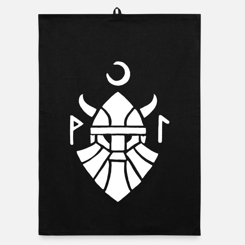 Symbole blanc du guerrier viking Torchon bio
