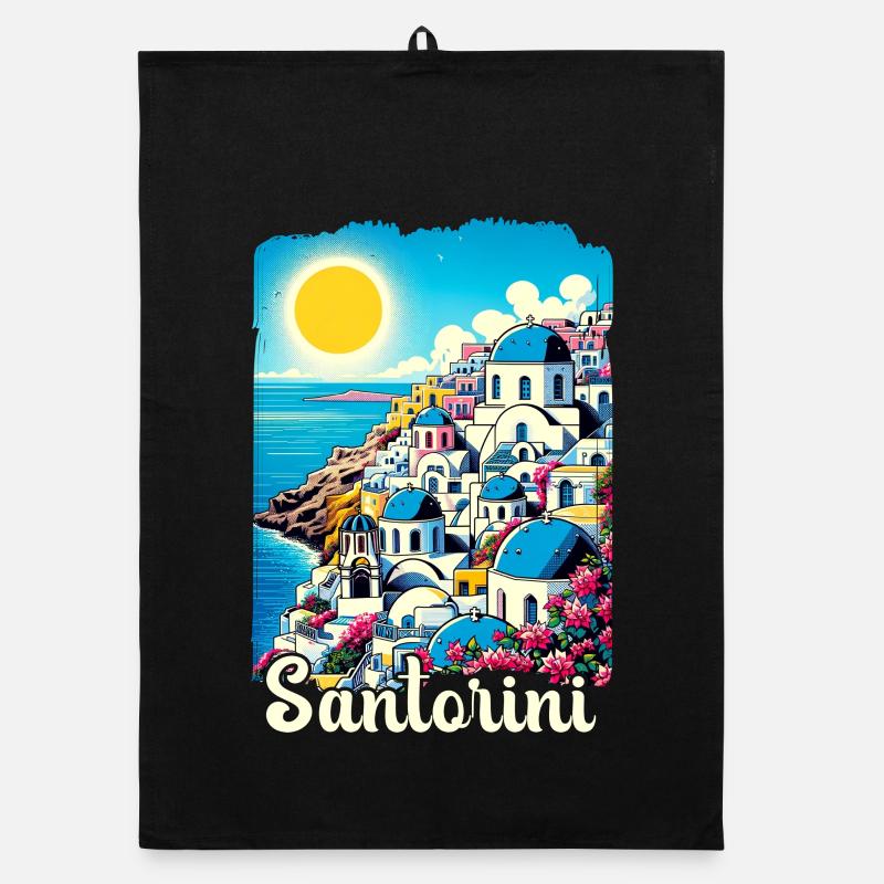 Santorin, Grèce, océan, volcan Akrotiri Torchon bio