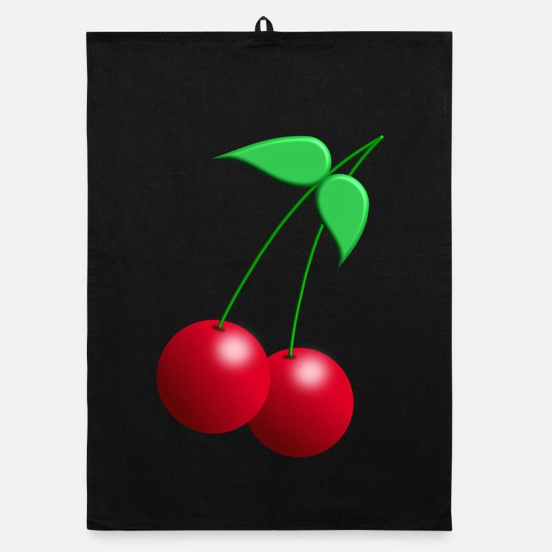 Twin cherries with leaves Organic dish towel