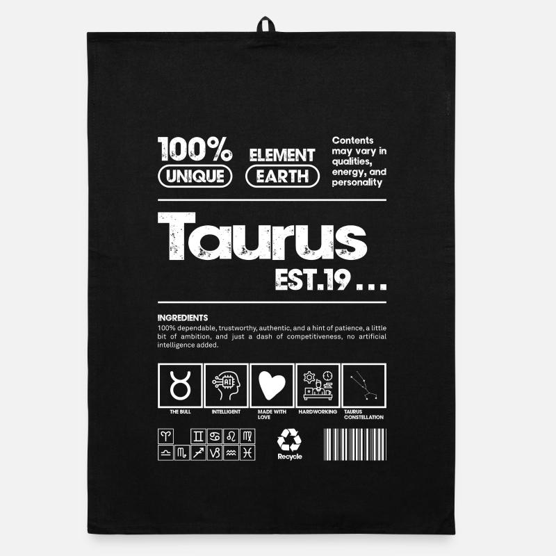 T-shirt Taurus Retro Glyphs - Torchon bio - noir