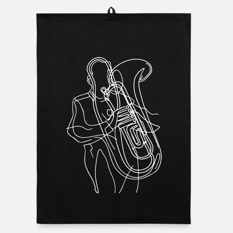 Dessin au trait du joueur de tuba Torchon bio