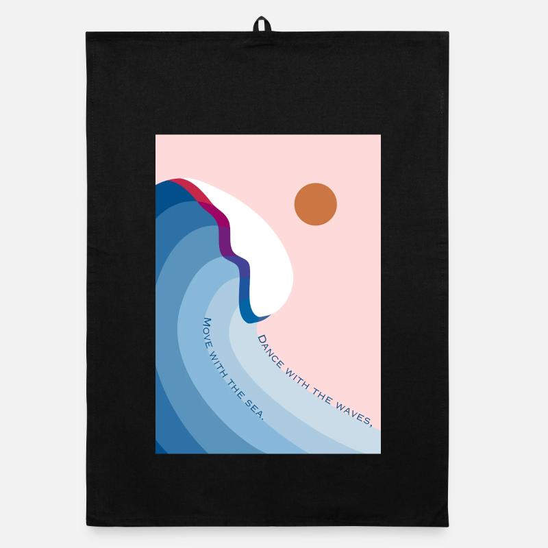 Dance with the waves 2 - Organic Geschirrtuch - Schwarz