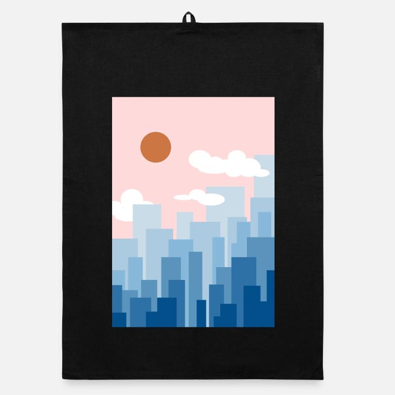 Skyline rosa - Organic Geschirrtuch - Schwarz
