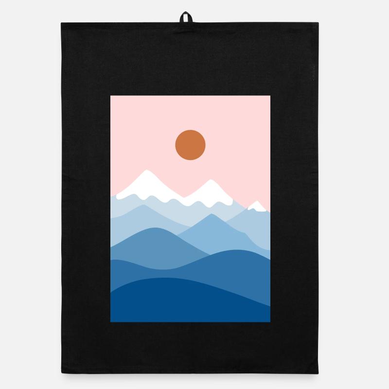 Mountain landscape pink Organic dish towel