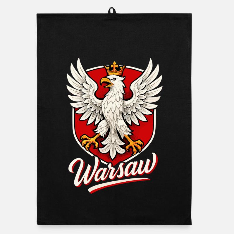 Varsovie Pologne Polska Aigle drapeau Cadeau Torchon bio