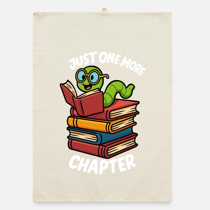 Just One More Chapter bookworm design Organic dish towel