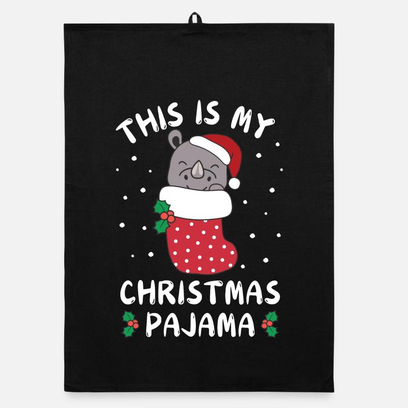 C’est mon pyjama de Noël, doux rhinocéros Torchon bio
