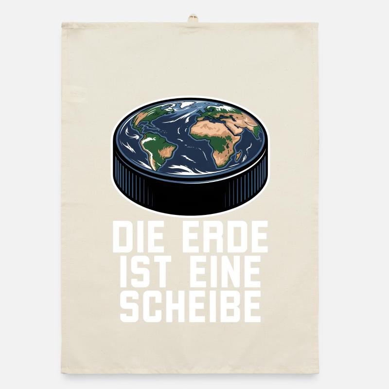 Die Erde Ist Eine Scheibe Eishockey Organic dish towel