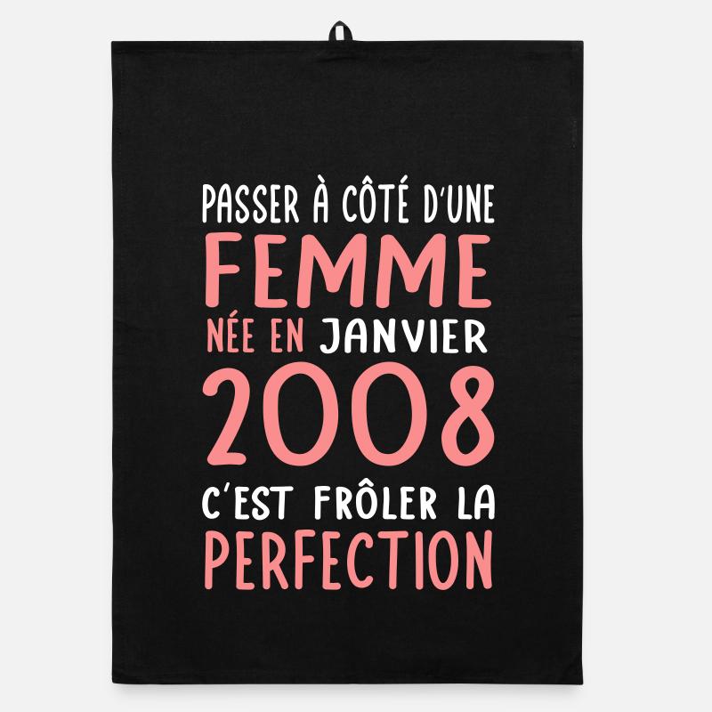 Anniversaire 18 ans - Née en Janvier 2008 Torchon bio