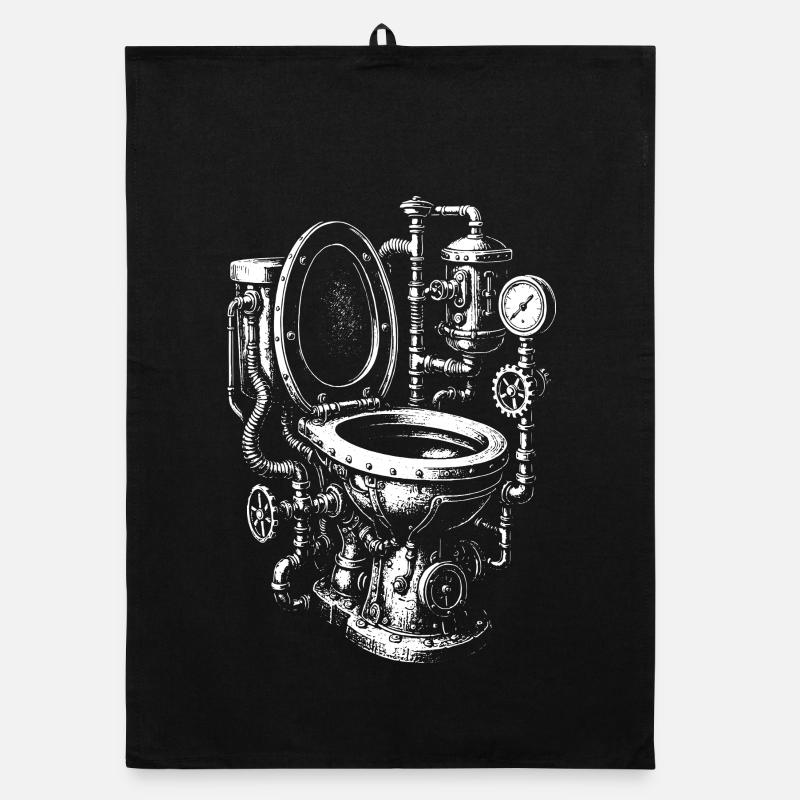 Steampunk Toilet Engine Organic dish towel