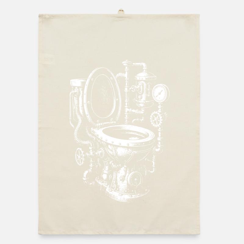 Steampunk Toilet Engine Organic dish towel