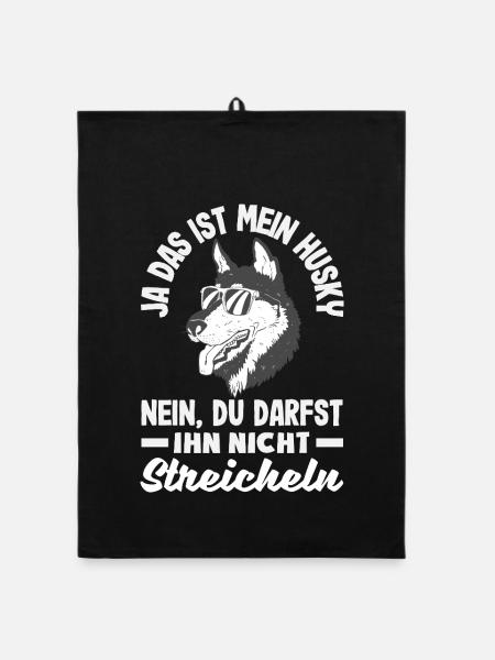 Drôle Husky Husky Propriétaire Husky Propriétaire Cadeau - Torchon bio - noir - Devant