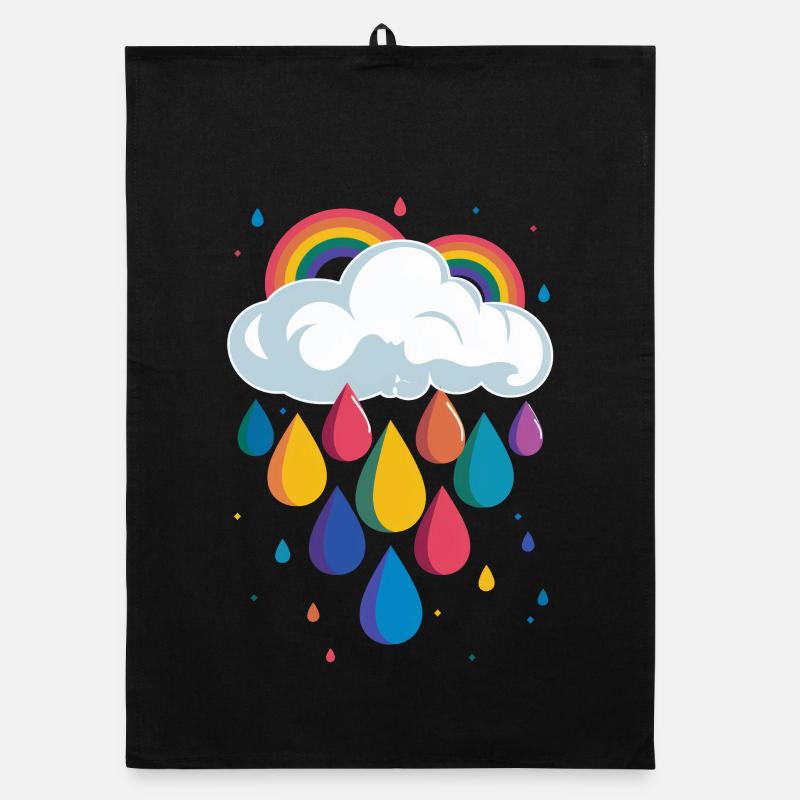 Graphique de gouttes de pluie colorées de nuages arc-en-ciel Torchon bio