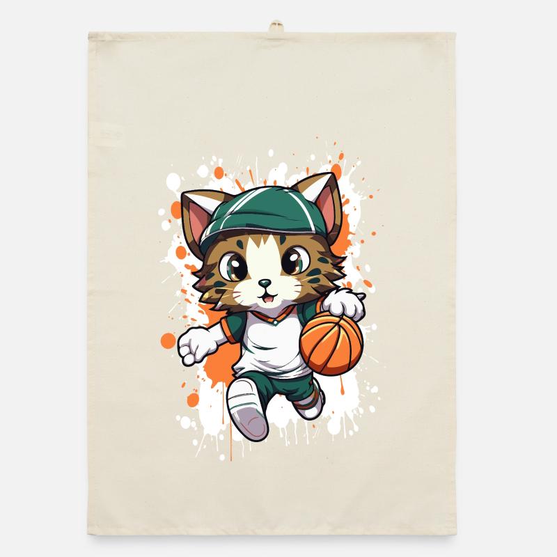 Mascotte de basketteur, chat mascotte Torchon bio