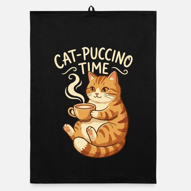 Cat Puccino Time Cat Coffee Organic dish towel