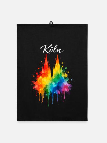 Cologne Carnival Jeck Shrove Monday funny - Organic dish towel - black - Front