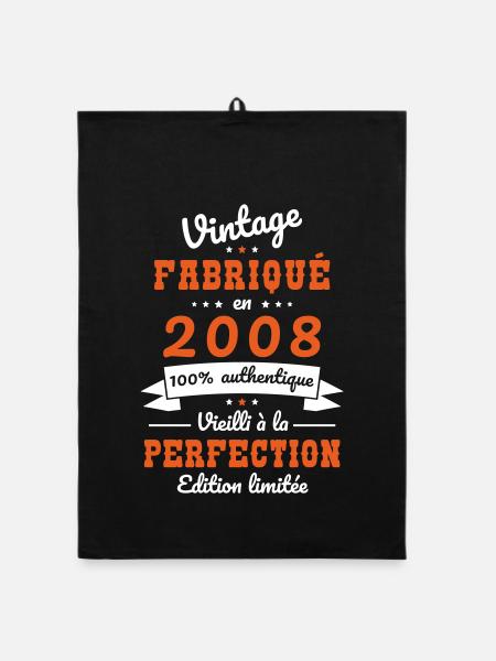 2008 – Vintage – Perfekt gereift - Organic Geschirrtuch - Schwarz - Vorne