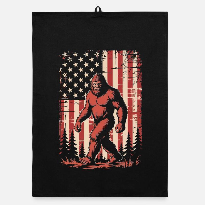 Drapeau américain vintage du Bigfoot Torchon bio